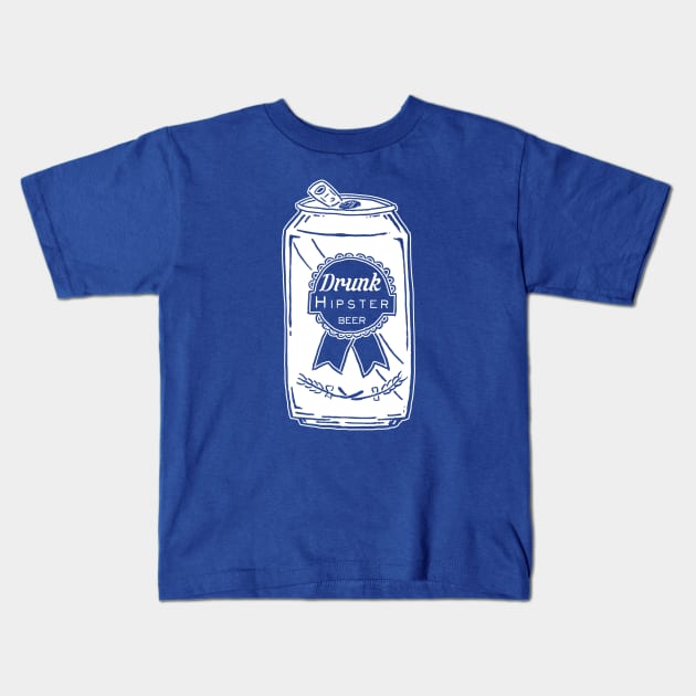 Drunk Hipster Beer Kids T-Shirt by UselessRob